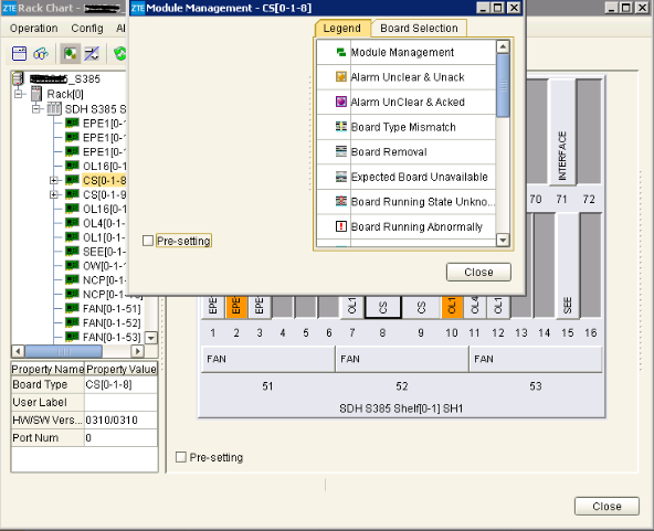 ZXMP S385設(shè)備CS單板在U31網(wǎng)管模塊管理界面各個模塊不可見問題(圖2) ZXMP S385設(shè)備CS單板在U31網(wǎng)管模塊管理界面各個模塊不可見問題(圖2)